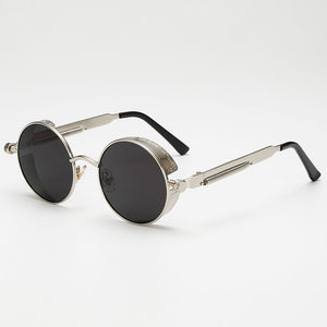 Retro Round Metal Steampunk Sunglasses